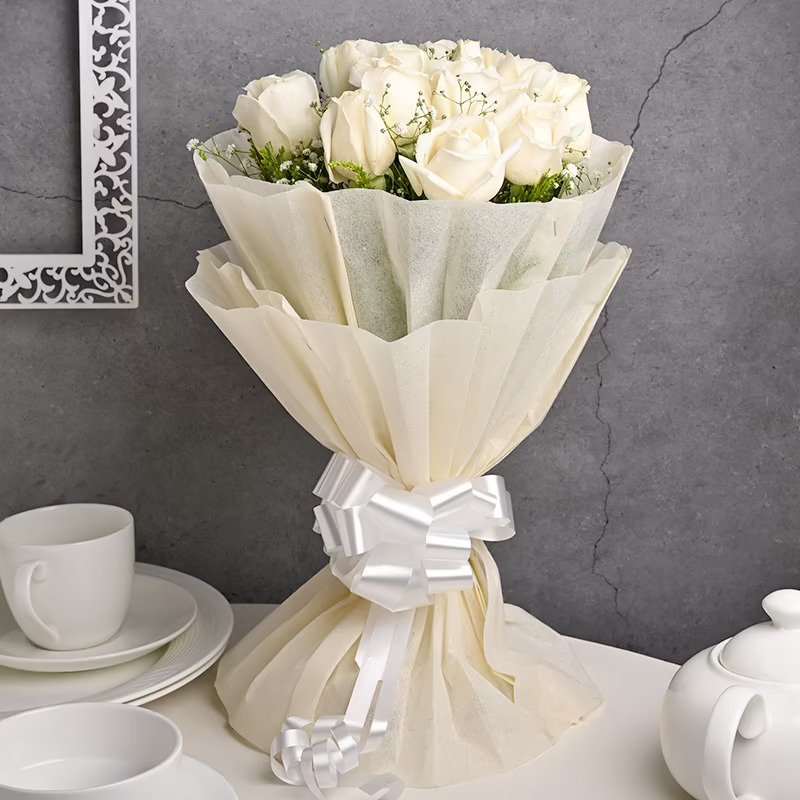 Eternity White Roses Bouquet